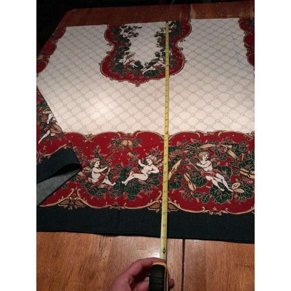 Vintage Christmas Cherubs Tablecloth Rectangle 70x51 Fashion Industries - READ - Picture 10 of 13